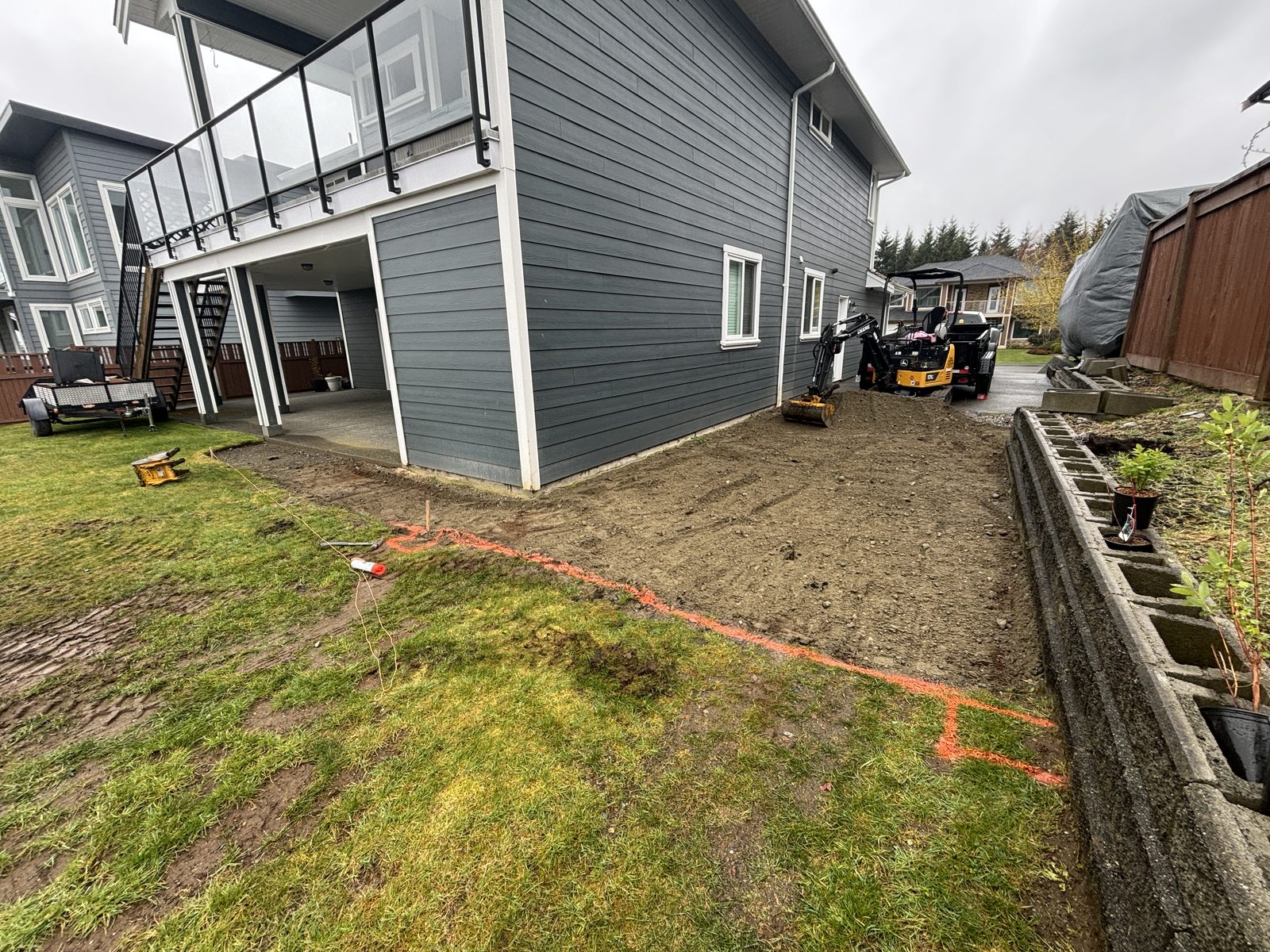 Exposed aggregate driveway site prep Vancouver Island