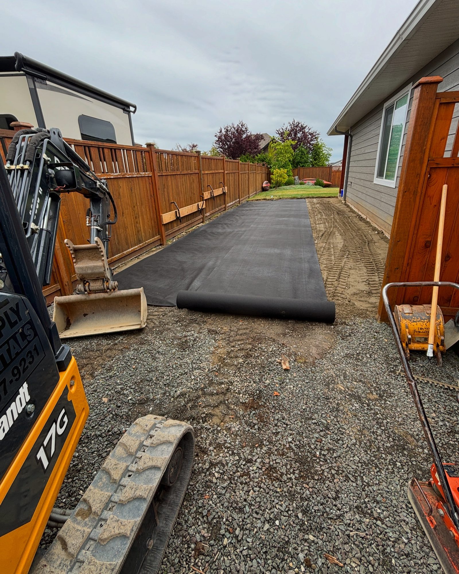 Gravel driveway extension excavation Vancouver Island