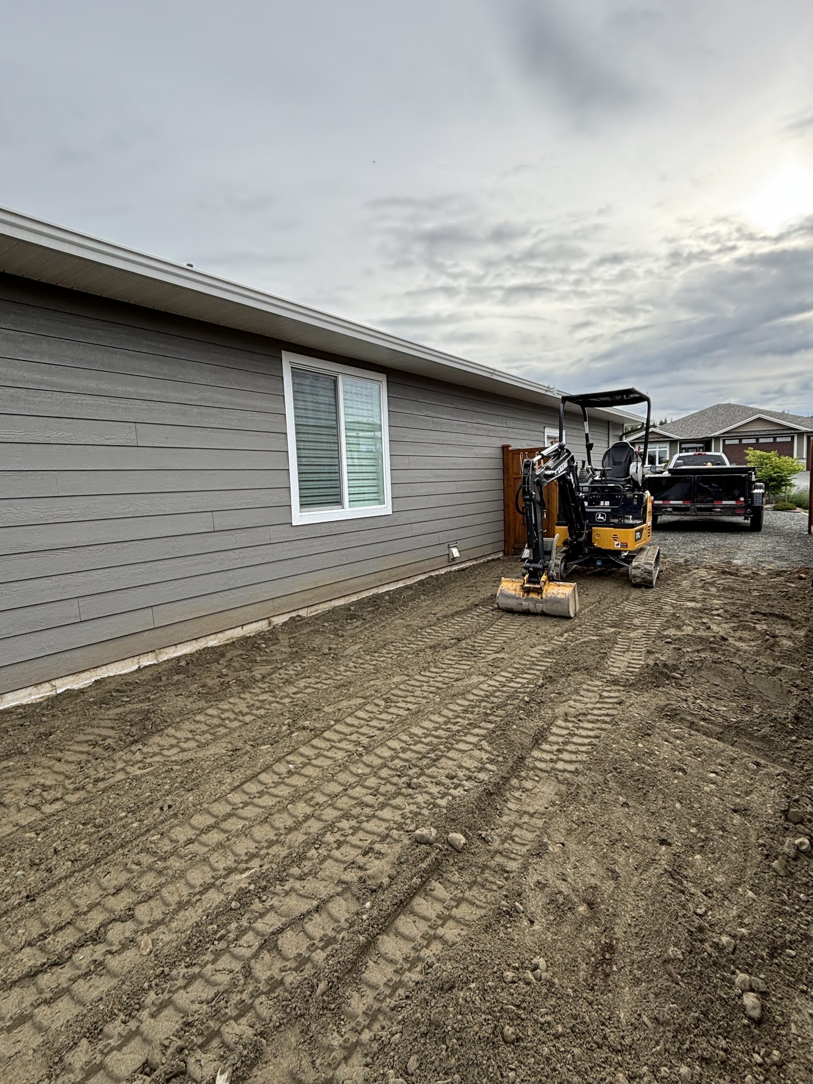 Gravel driveway extension progress Vancouver Island