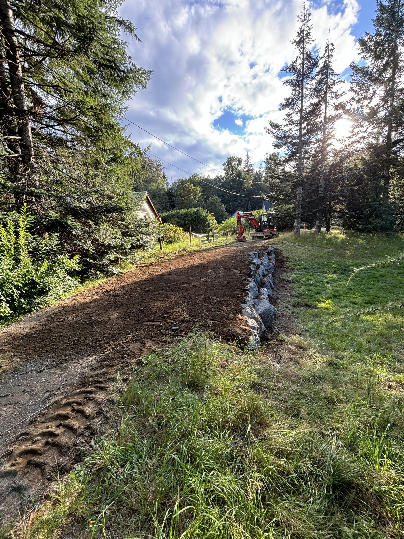 Boulder wall near completion Vancouver Island