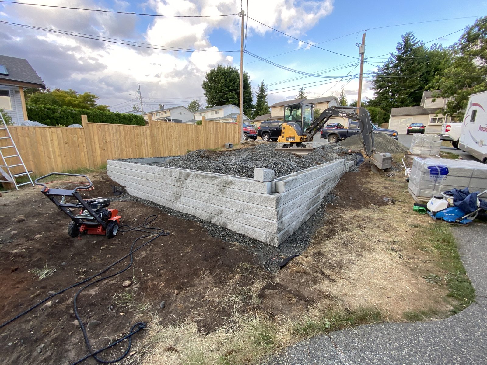 Parking pad retaining wall progress Vancouver Island