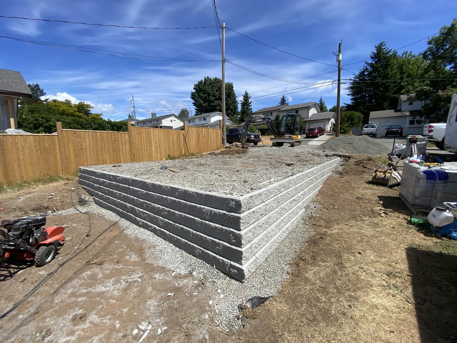 Gravel base installation parking pad Vancouver Island