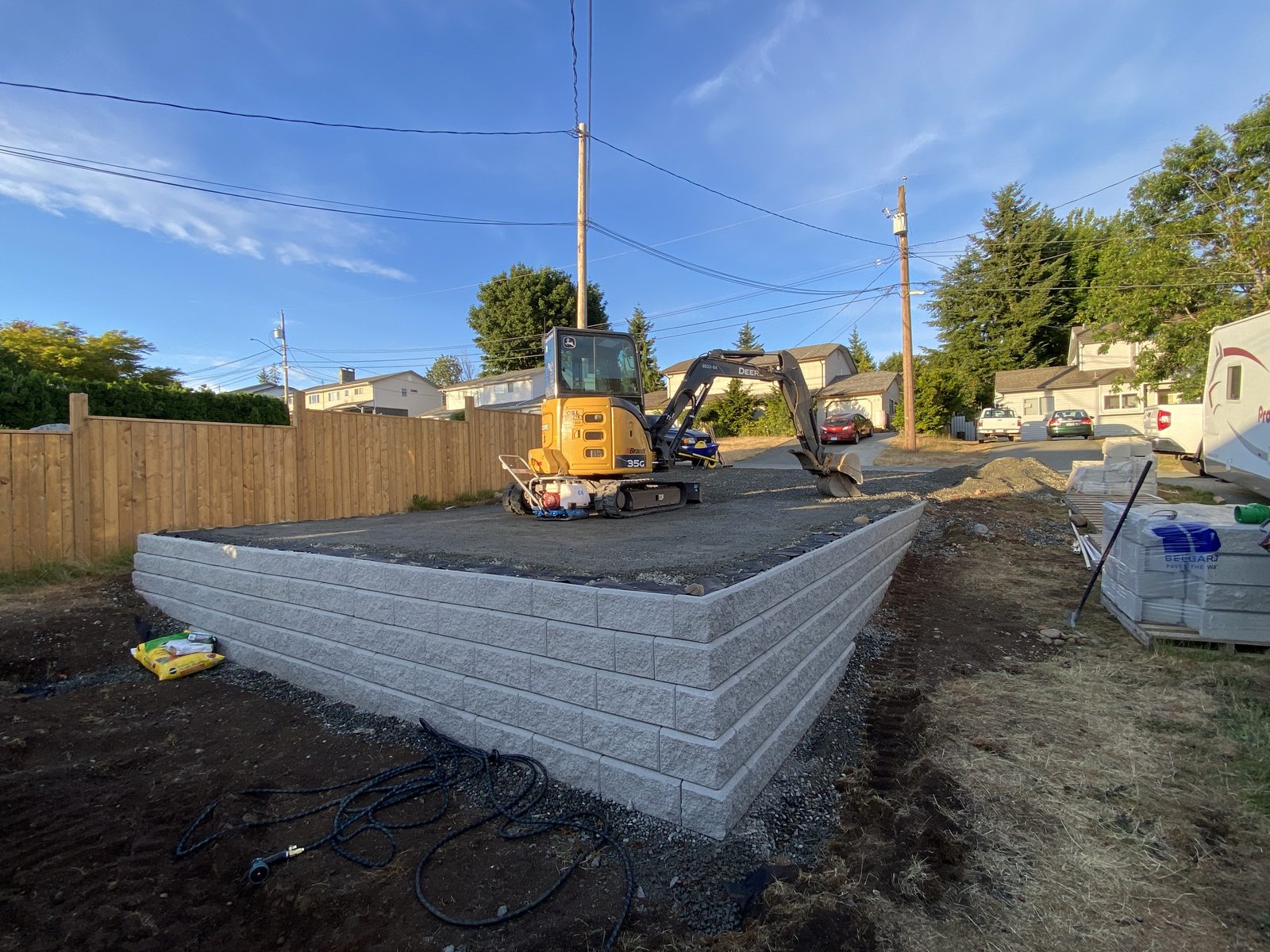 Retaining wall and parking pad Vancouver Island