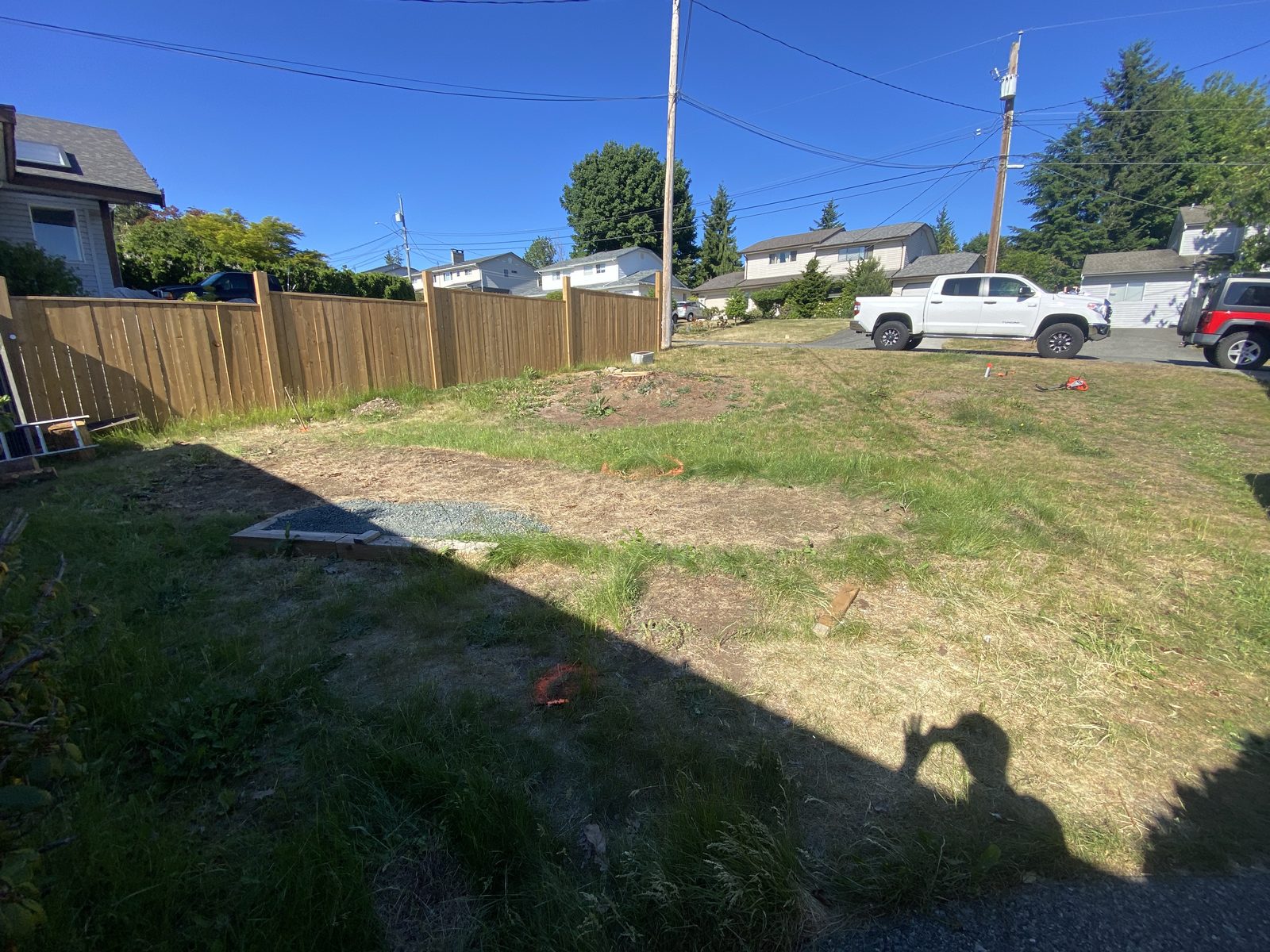 Parking pad retaining wall near completion Vancouver Island