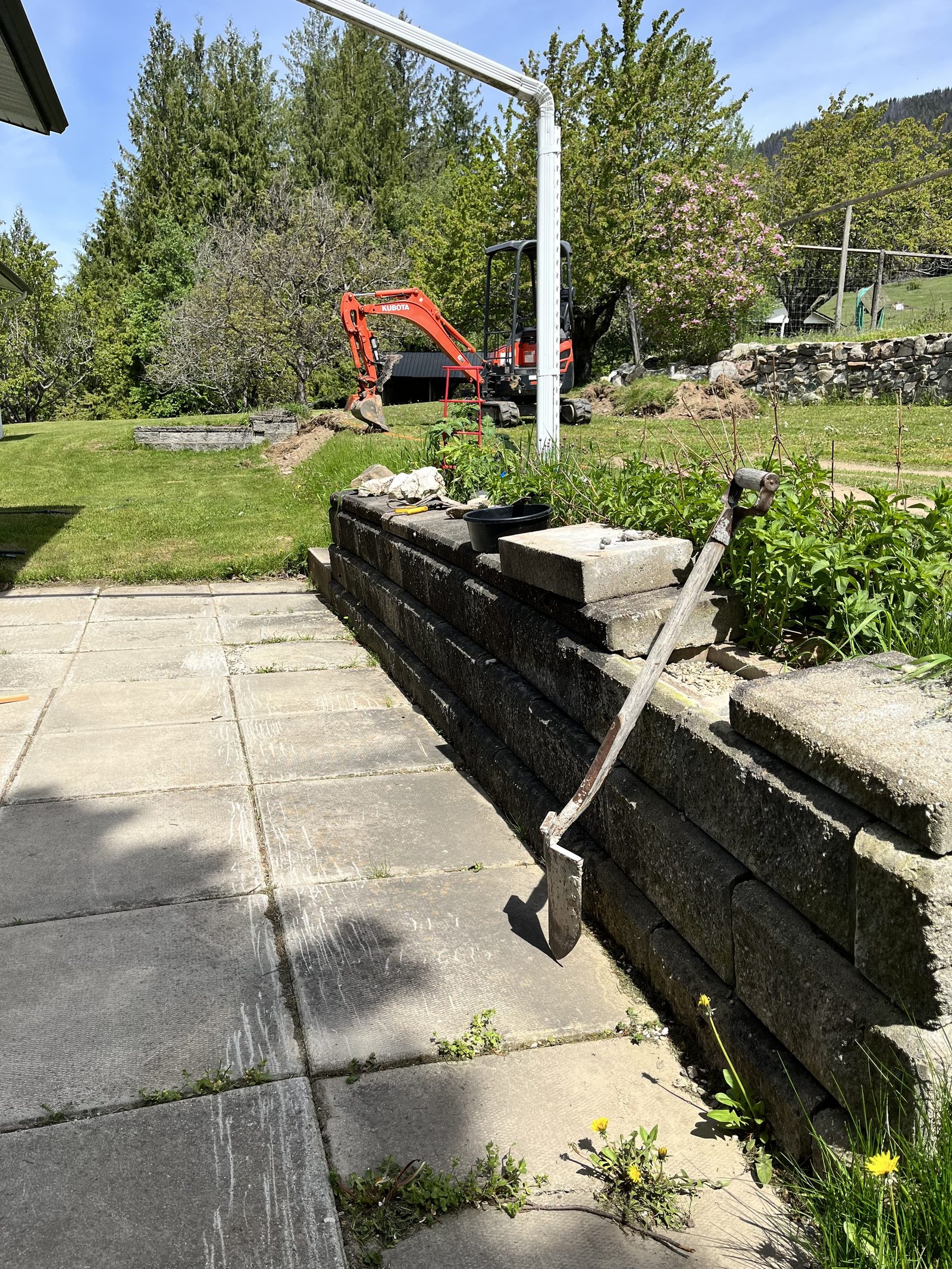 Failing retaining wall before replacement Vancouver Island