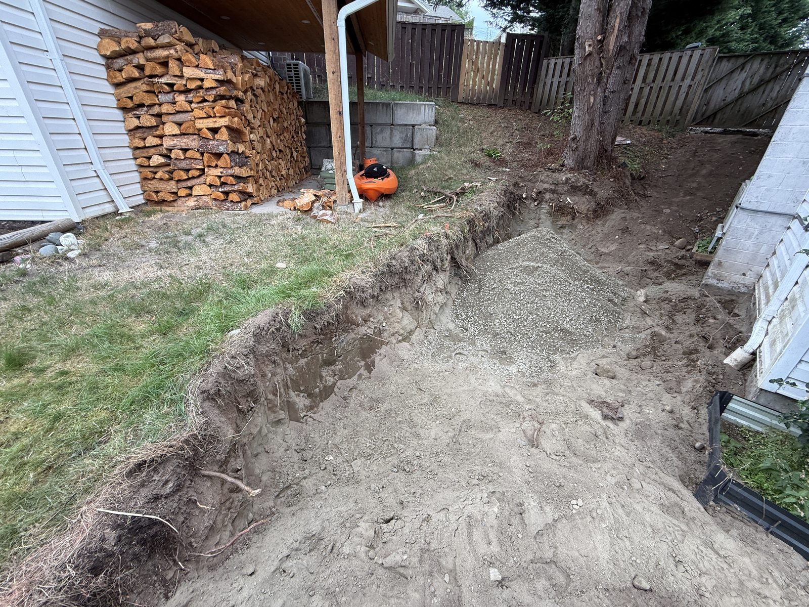 Side yard excavation and grading Vancouver Island
