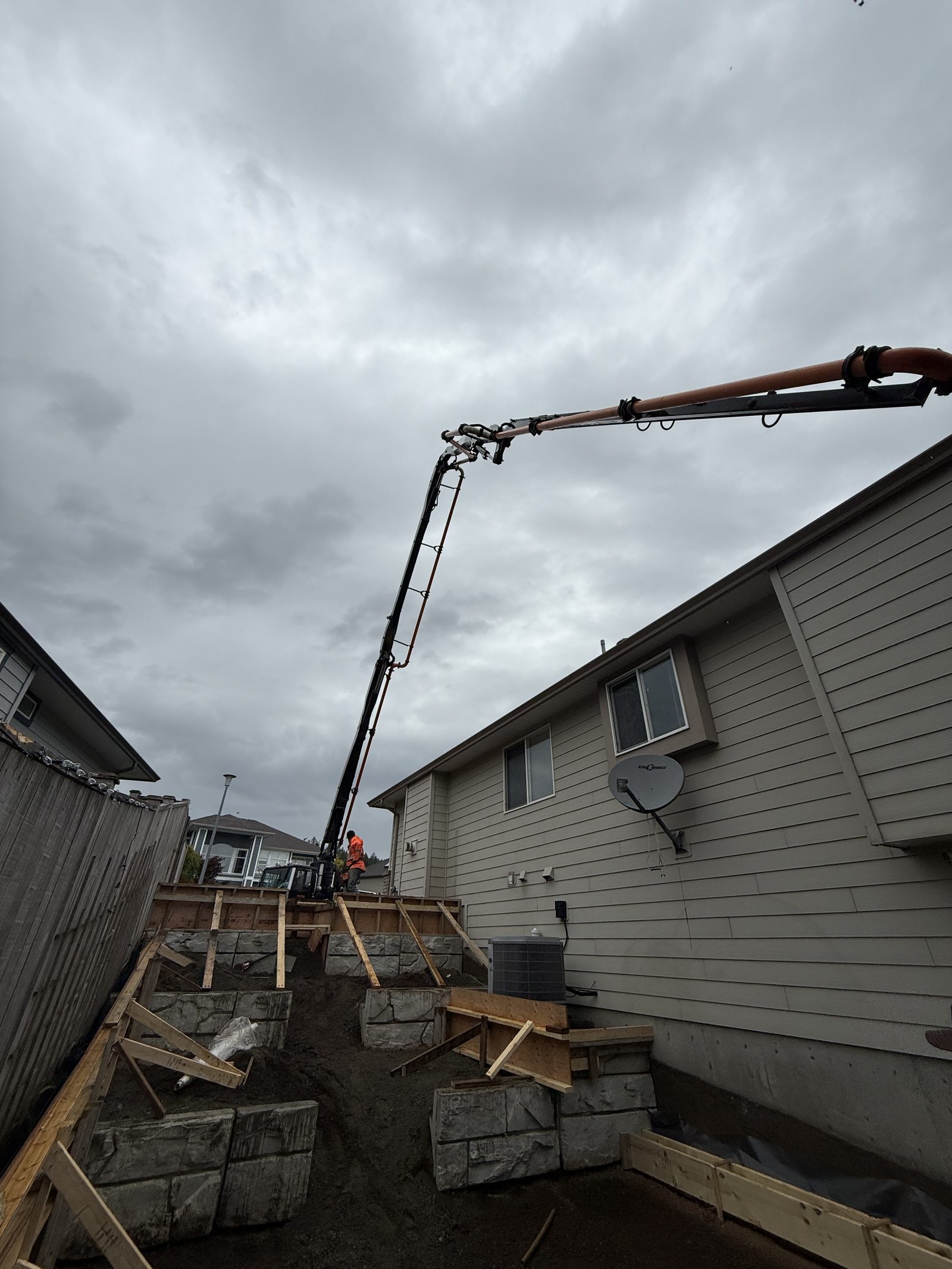Tiered retaining wall near completion Vancouver Island