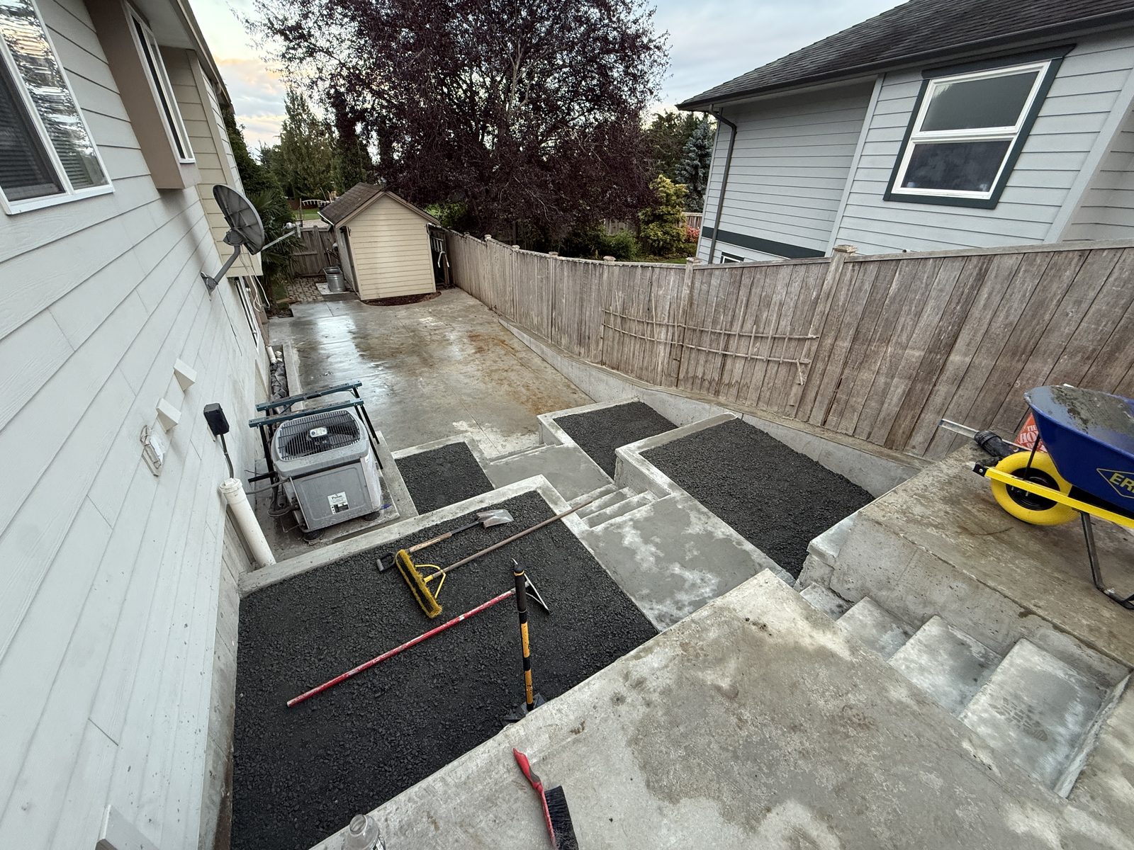 Finished multi-tier retaining wall project Vancouver Island